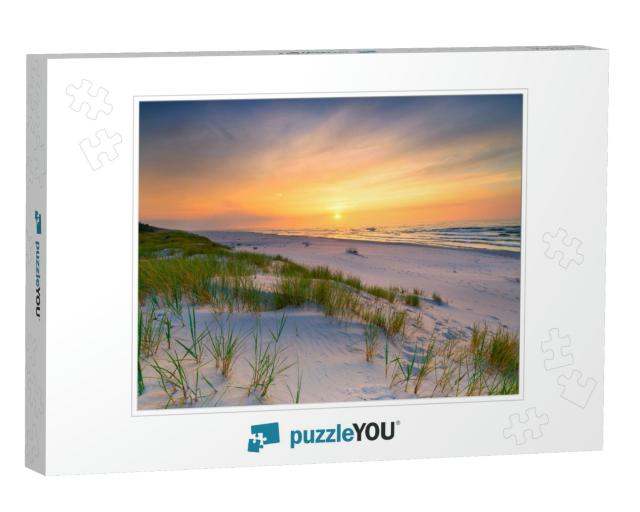 Beautiful Summer Sunset Over Beach At Baltic Sea... Jigsaw Puzzle