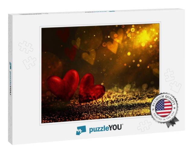 Valentines Day. Valentines Background with Table & Bokeh... Jigsaw Puzzle