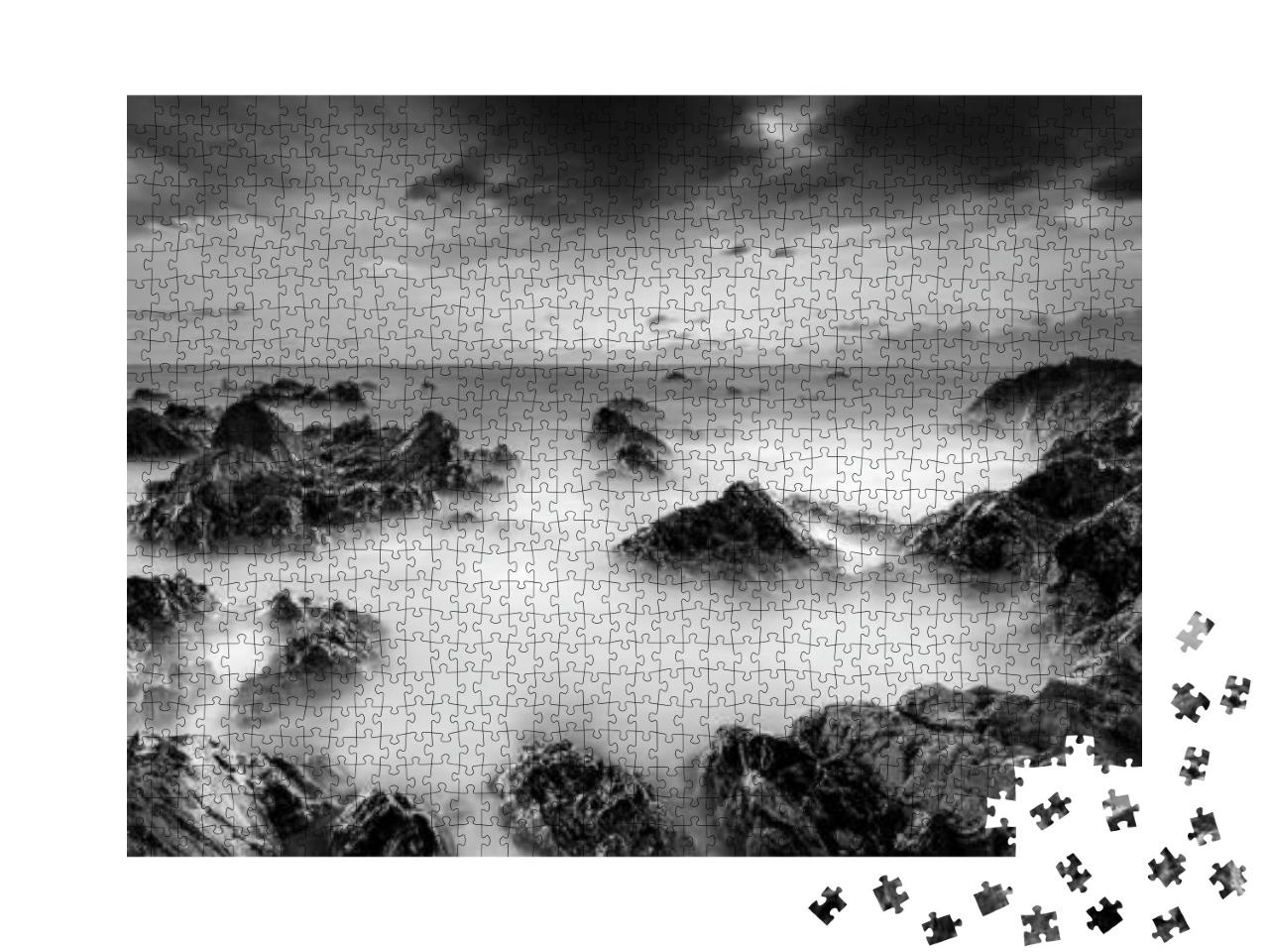 Long Exposure Seascape in Black & White. Panoramic Photog... Jigsaw Puzzle with 1000 pieces