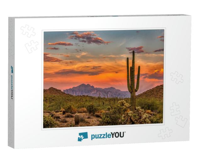 Sunset in the Sonoran Desert Near Phoenix, Arizona... Jigsaw Puzzle
