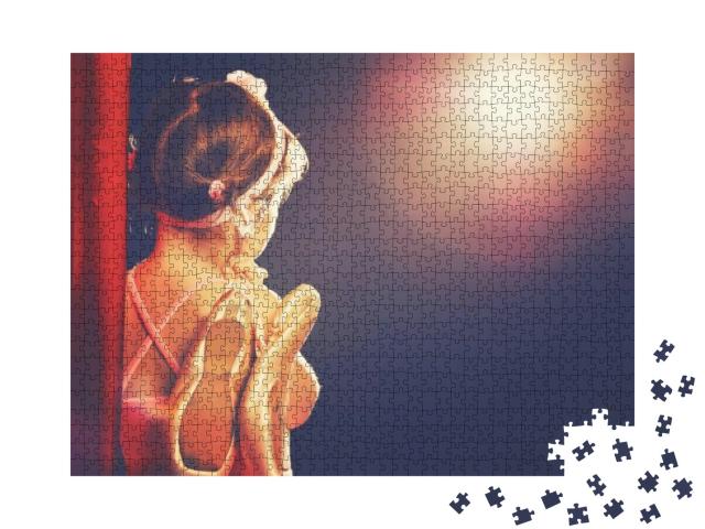 Little Child Girl Ballerina Ballet Dancer on the Stage in... Jigsaw Puzzle with 1000 pieces