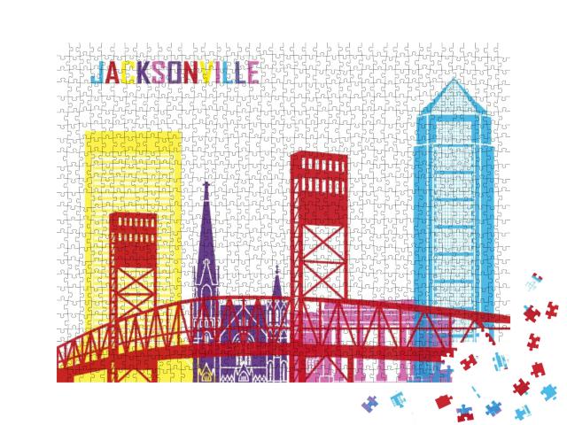Jacksonville Skyline Pop in Editable Vector File... Jigsaw Puzzle with 1000 pieces