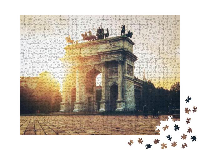 Arco Della Pace or Arch of Peace in Milan, Italy, Built a... Jigsaw Puzzle with 1000 pieces