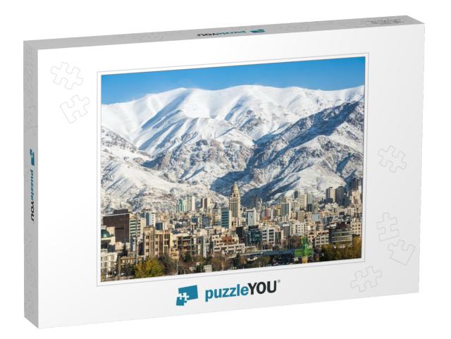 Winter Tehran View with a Snow Covered Alborz Mountains o... Jigsaw Puzzle