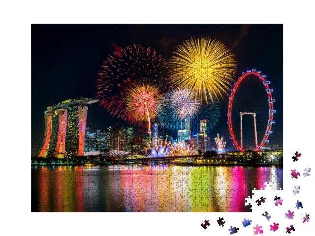 Firework Display in Singapore... Jigsaw Puzzle with 1000 pieces