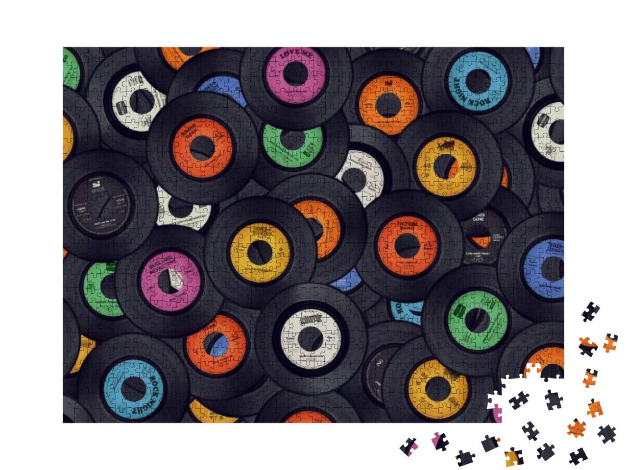 Vinyl Records Music Background... Jigsaw Puzzle with 1000 pieces