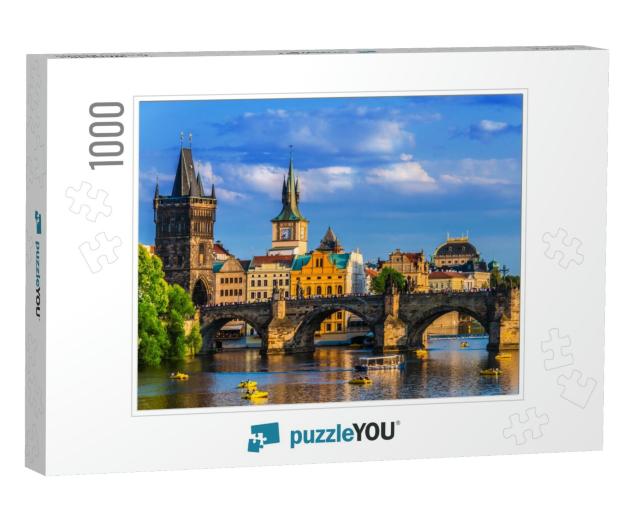 View of Downtown Prague with Charles Bridge Over the Vlta... Jigsaw Puzzle with 1000 pieces