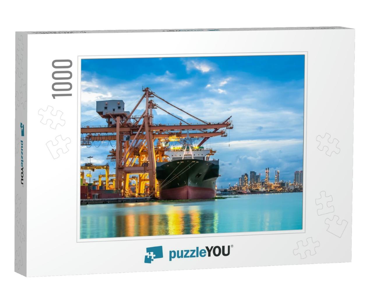 Industrial Container Cargo Freight Ship with Working Cran... Jigsaw Puzzle with 1000 pieces