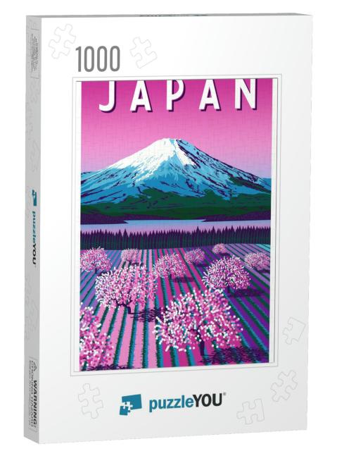 Romantic Rural Landscape in Spring Day in Japan. Handmade... Jigsaw Puzzle with 1000 pieces