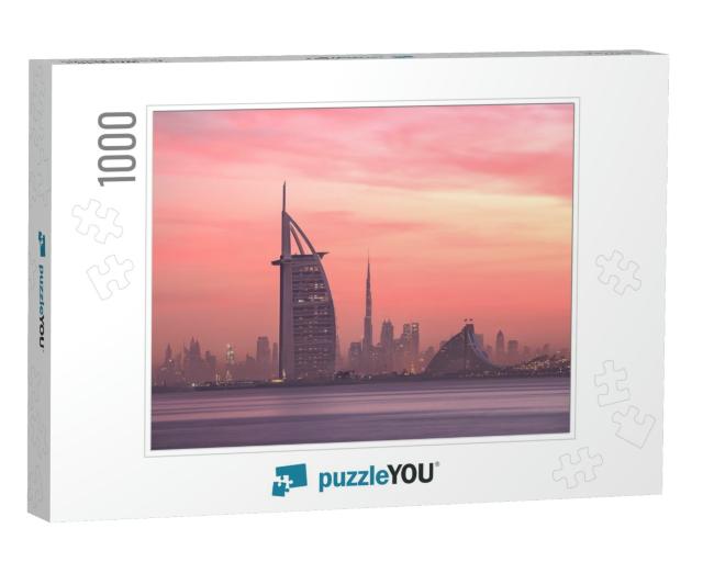 Stunning View of Dubai Skyline from Jumeirah Beach to Dow... Jigsaw Puzzle with 1000 pieces