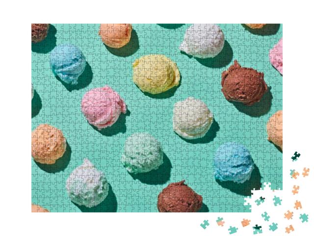 Top View of Seamless Background of Assorted Scoops of Ice... Jigsaw Puzzle with 1000 pieces