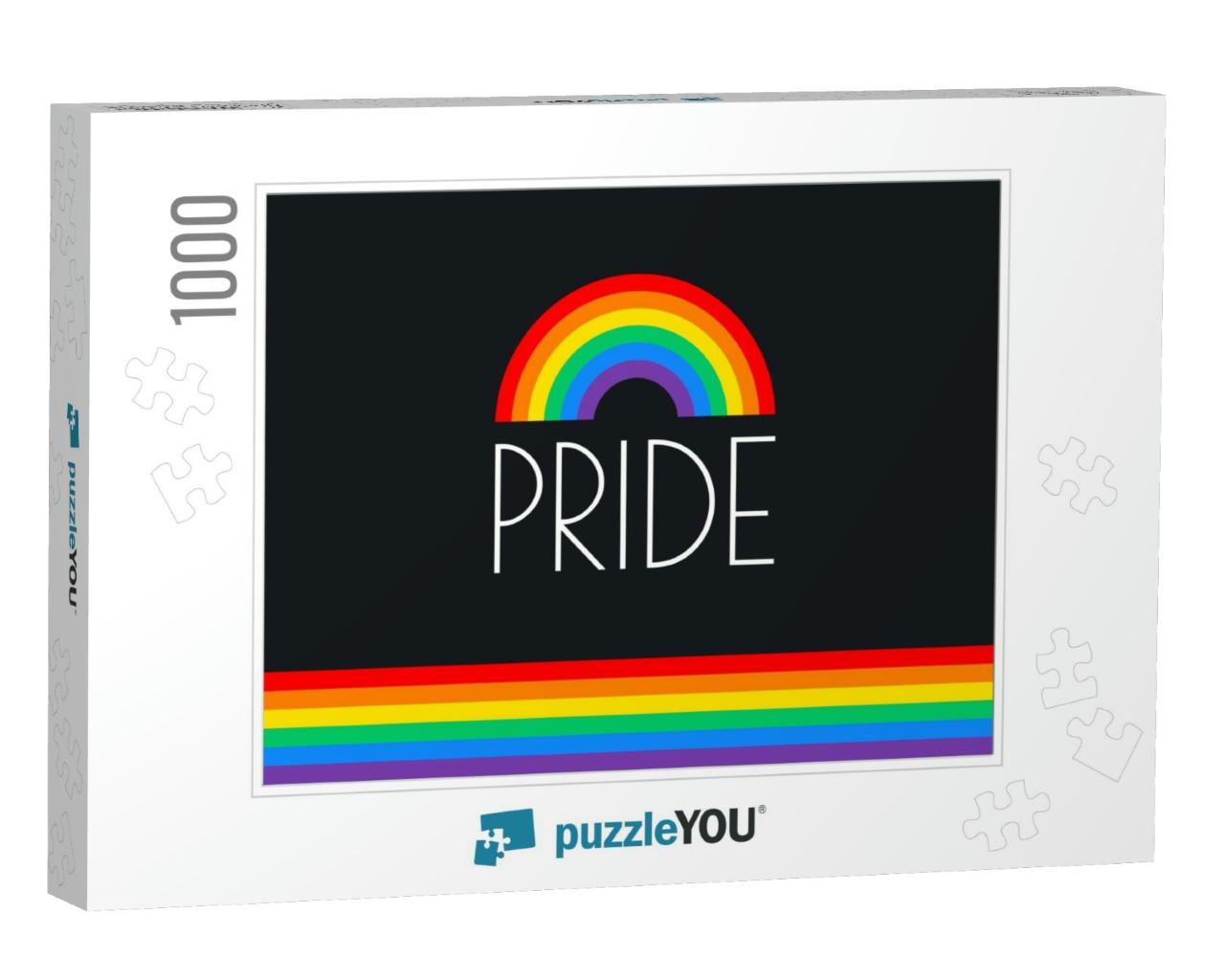 Pride Month Rainbow Flag Typography with Pride Rai... Jigsaw Puzzle with 1000 pieces