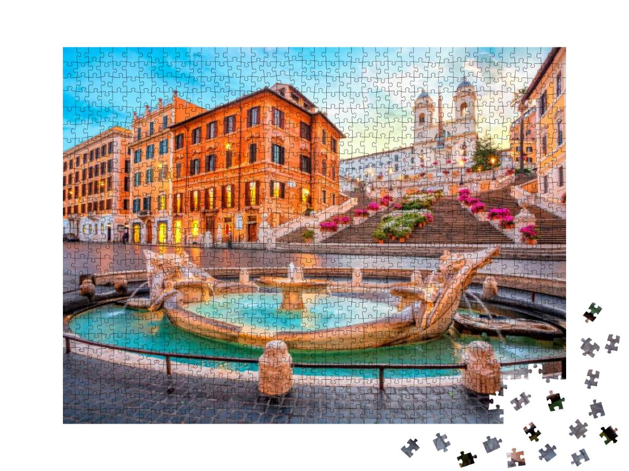 Piazza De Spagna in Rome, Italy. Spanish Steps in the Mor... Jigsaw Puzzle with 1000 pieces