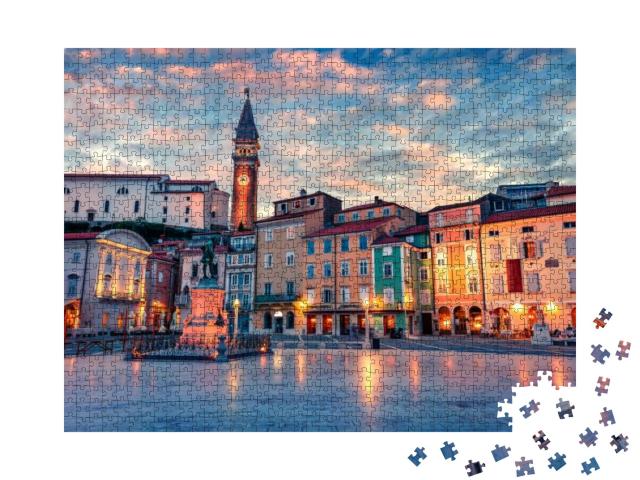 Spectacular Evening View of Tartini Square in Old Town Pi... Jigsaw Puzzle with 1000 pieces