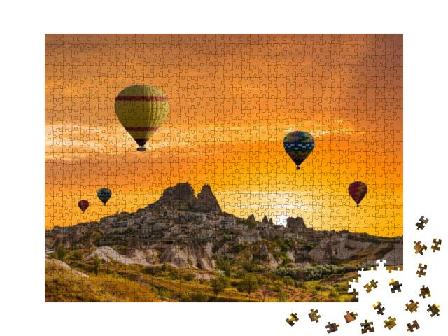 Colorful Hot Air Balloons Flying Over the Valley At Cappa... Jigsaw Puzzle with 1000 pieces