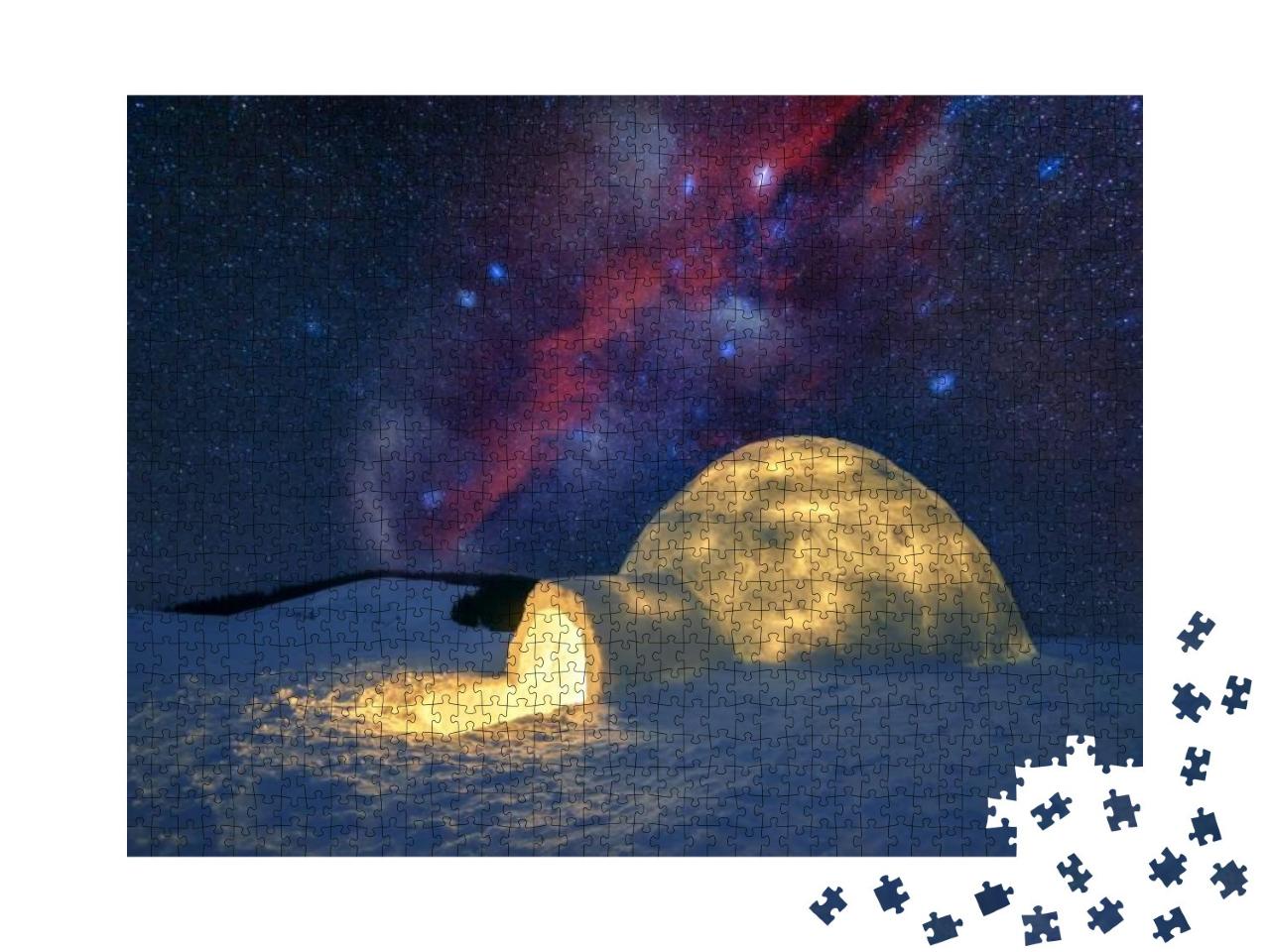 Fantastic Winter Landscape Glowing by Star Light. Wintry... Jigsaw Puzzle with 1000 pieces