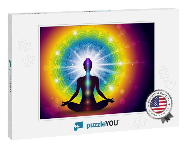 Mudra Yoga Energy-Effects & Gradient Mesh-Eps 10... Jigsaw Puzzle