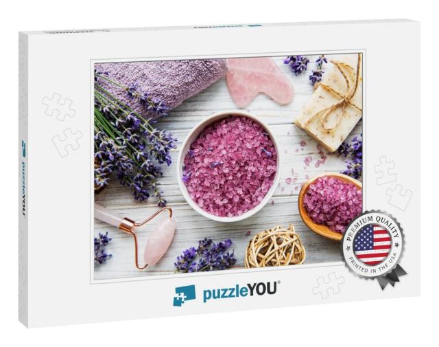 Natural Organic Spa Cosmetic with Lavender. Flat Lay Bath... Jigsaw Puzzle