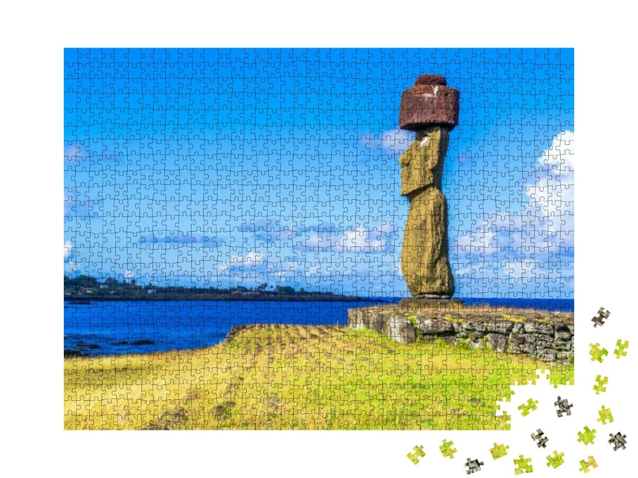 Moai At Ahu Ko Te Riku in Tahat Archaeological Complex Ea... Jigsaw Puzzle with 1000 pieces