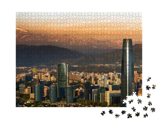 View of Santiago De Chile with Los Andes Mountain Range i... Jigsaw Puzzle with 1000 pieces