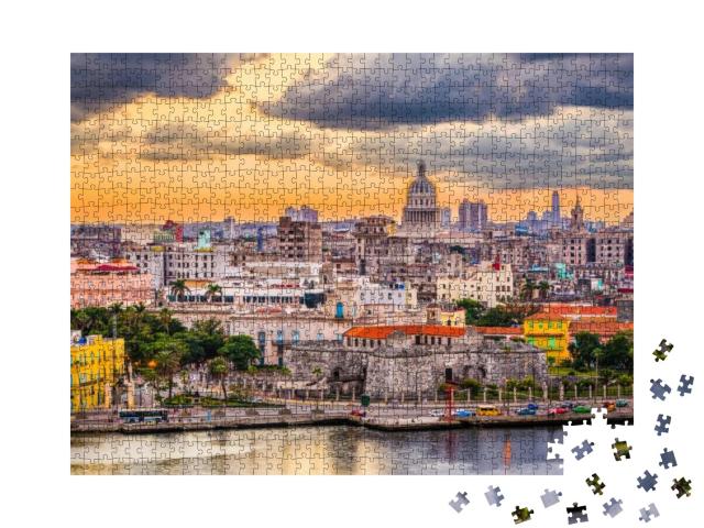 Havana, Cuba Downtown Skyline At Dusk... Jigsaw Puzzle with 1000 pieces