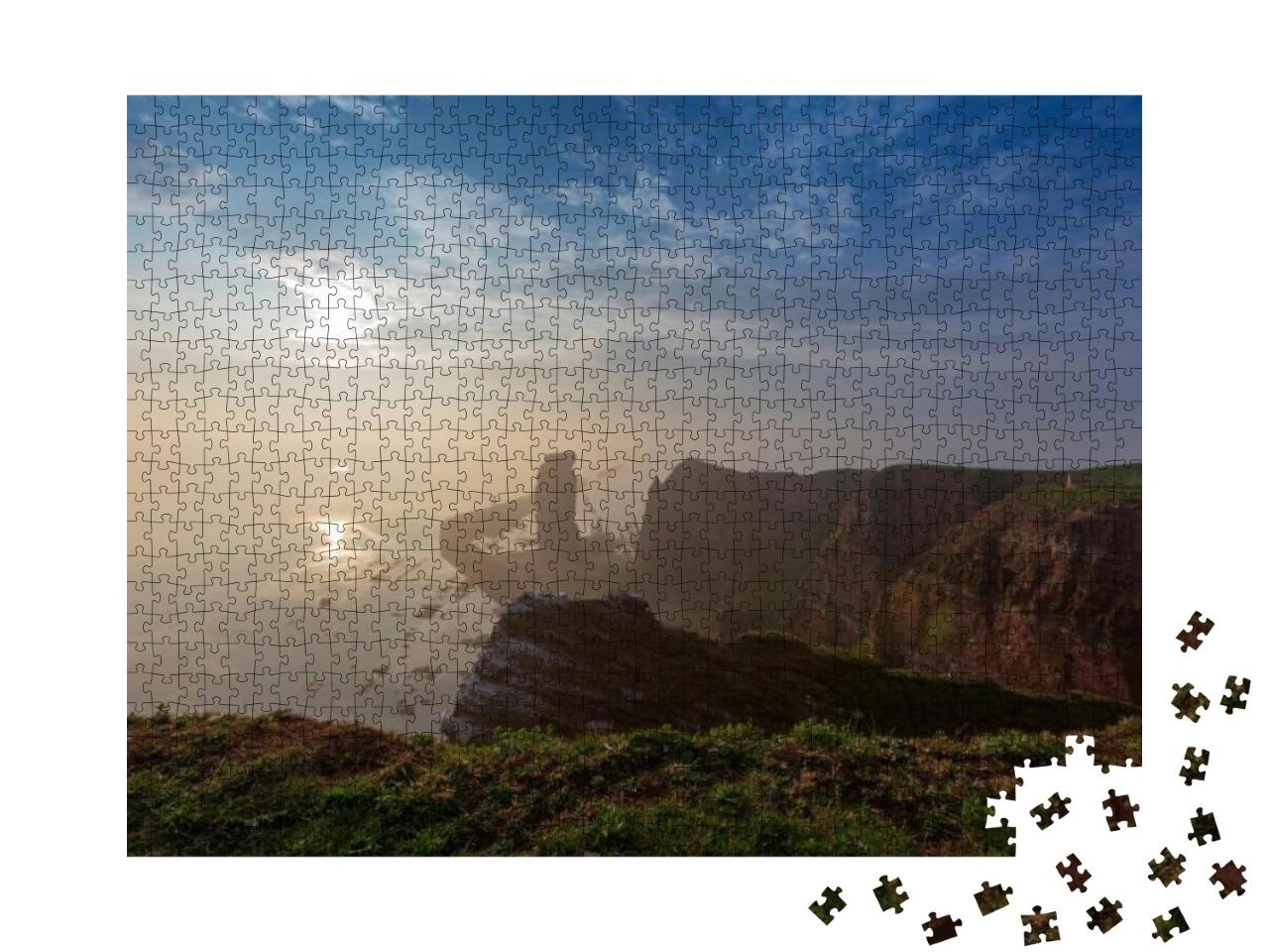 Helgoland, Long Anna, Landscape with Steep Hillside & Red... Jigsaw Puzzle with 1000 pieces