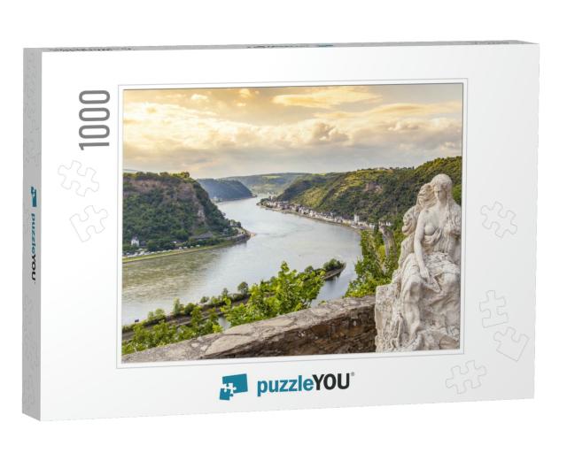 Loreley Figure & Rhine Valley Landscape Pop View Sankt Go... Jigsaw Puzzle with 1000 pieces