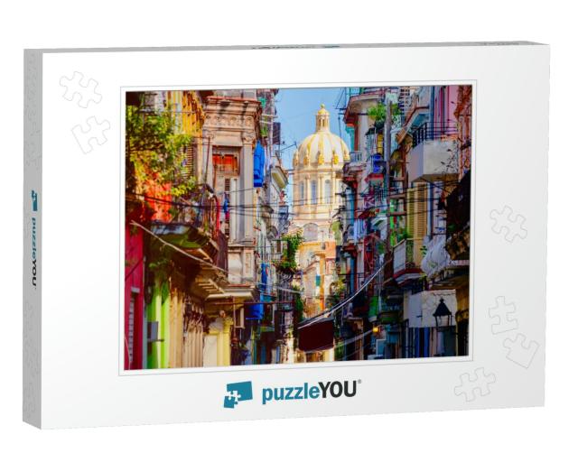 Colorful Street in Old Havana with the Presidential Palac... Jigsaw Puzzle