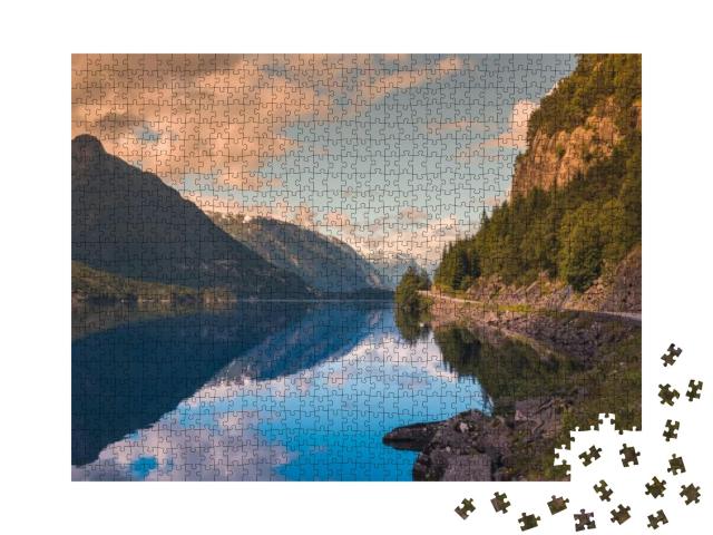 Summer Hardanger Fjord Near Trolltunga, Norway Landscape... Jigsaw Puzzle with 1000 pieces