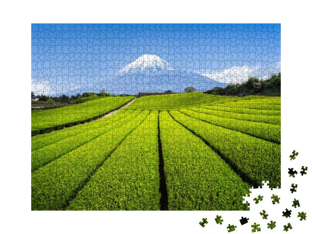Mount Fuji with Green Tea Plantation, Shizuoka Prefecture... Jigsaw Puzzle with 1000 pieces