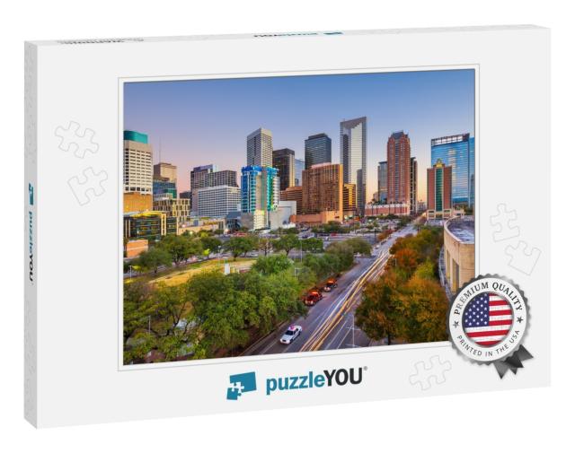 Houston, Texas, USA Downtown Park & Skyline At Twilight... Jigsaw Puzzle