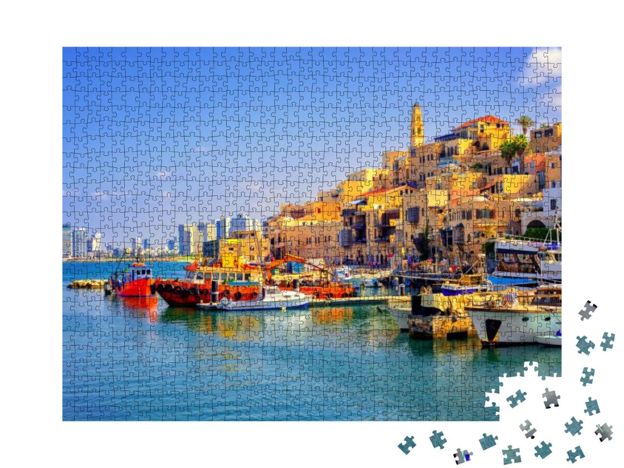 Old Town & Port of Jaffa & Modern Skyline of Tel Aviv Cit... Jigsaw Puzzle with 1000 pieces