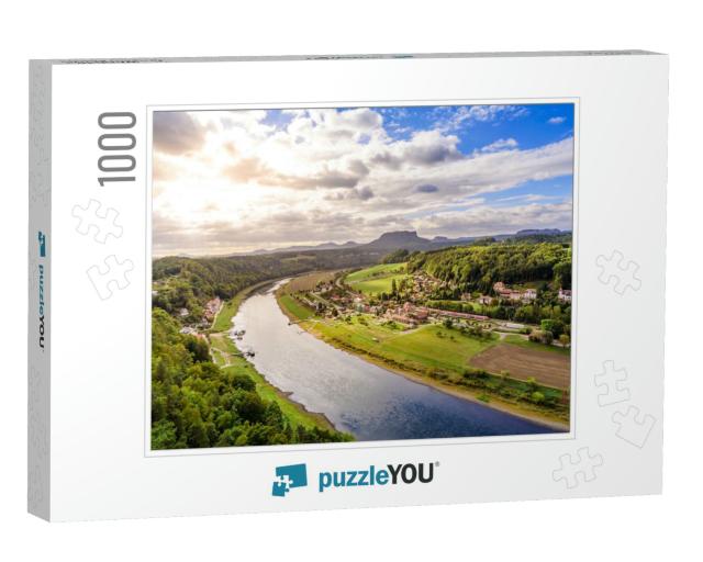 View from the Bastei Viewpoint of the Elbe River & the Ra... Jigsaw Puzzle with 1000 pieces