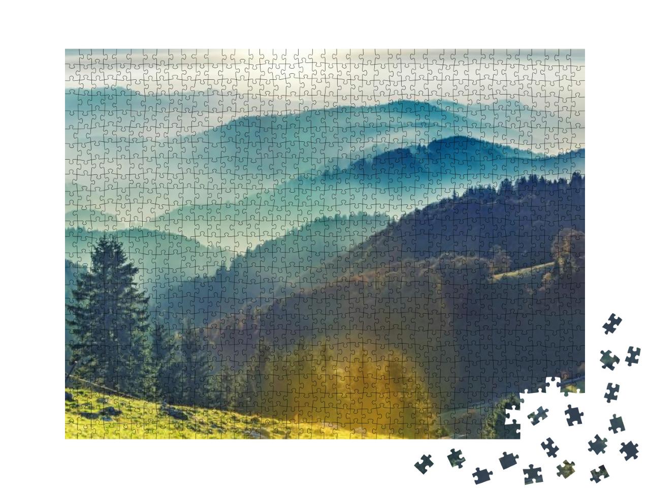 Scenic Mountain Landscape. View on Black Forest in German... Jigsaw Puzzle with 1000 pieces