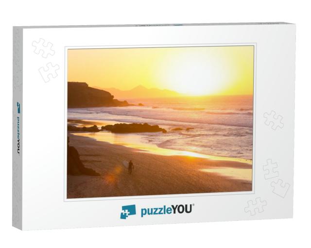 La Pared Surfers Beach in Sunset, Fuerteventura, Canary I... Jigsaw Puzzle