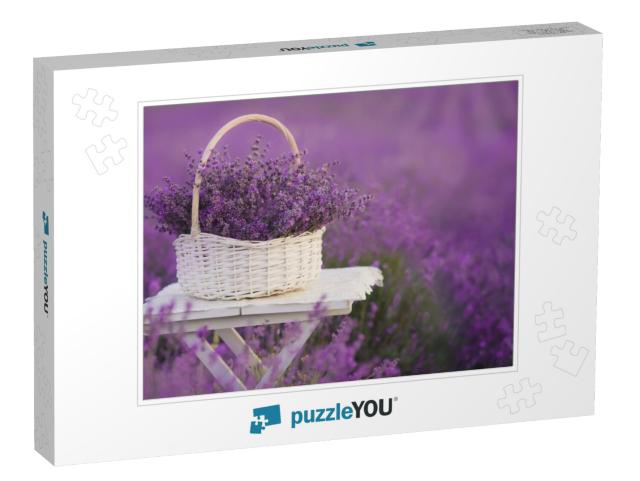 Basket with Lavender in the Field... Jigsaw Puzzle