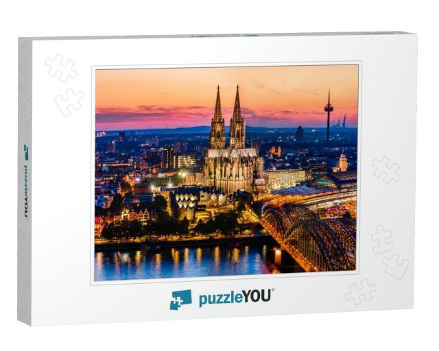 Cologne, Germany Beautiful Panoramic Aerial Night Landsca... Jigsaw Puzzle