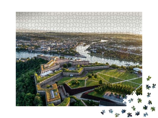 Aerial View of Ehrenbreitstein Fortress & Koblenz City in... Jigsaw Puzzle with 1000 pieces