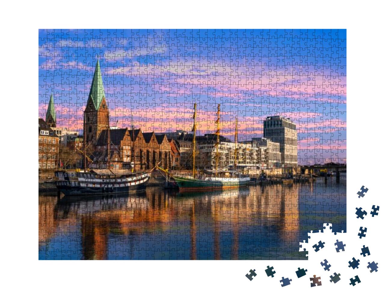 In Der Dommerung Liegen Dreimaster Vor Der Promenade an D... Jigsaw Puzzle with 1000 pieces