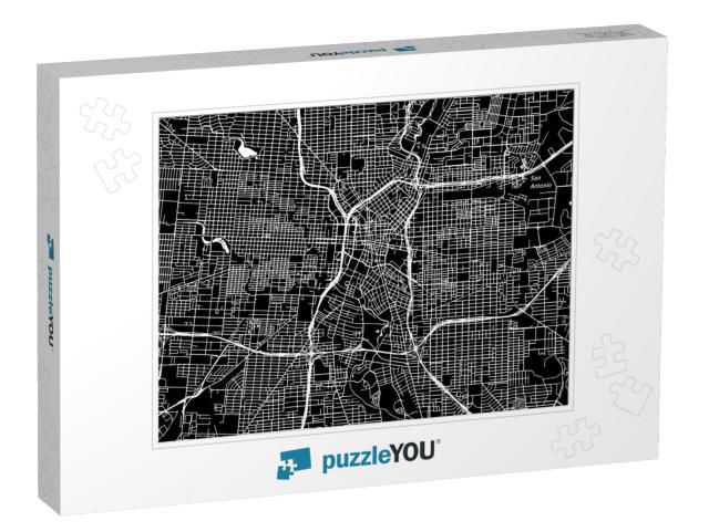 San Antonio, Texas. Downtown Vector Map. City Name on a S... Jigsaw Puzzle