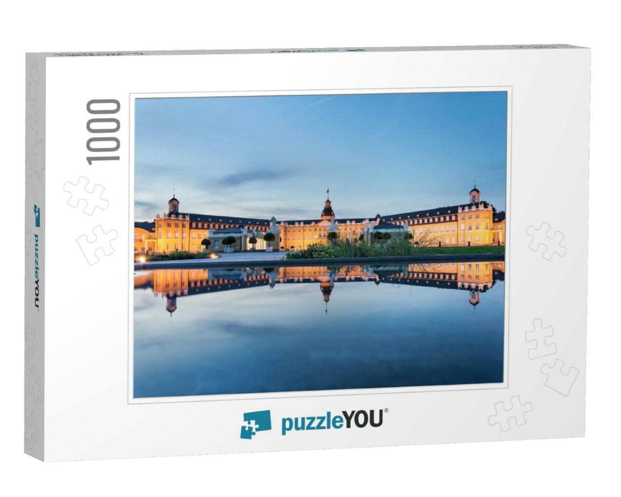 Karlsruhe Castle Reflected in Water in Summer Evening... Jigsaw Puzzle with 1000 pieces