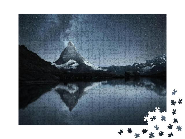 Swiss Landscape. Matterhorn & Reflection on the Water Sur... Jigsaw Puzzle with 1000 pieces