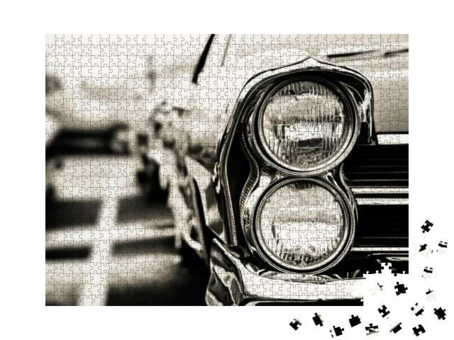 Classic Car with Close-Up on Headlights... Jigsaw Puzzle with 1000 pieces
