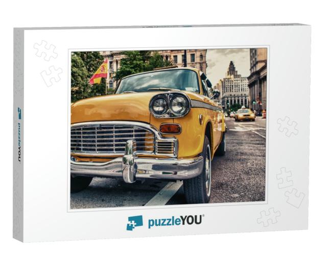 Vintage Old Taxi in New York City. Classic Yellow Cab in... Jigsaw Puzzle