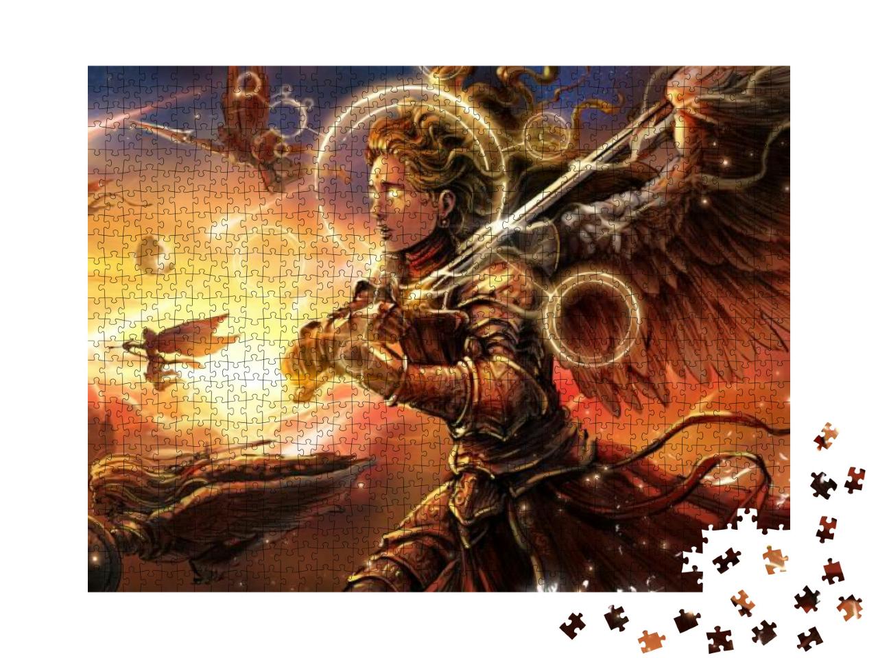 Angelic Army Depicts a Beautiful Female Knight Flying Acr... Jigsaw Puzzle with 1000 pieces