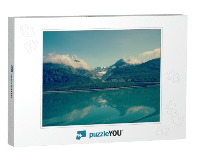 Reflection of Snowy Mountains in Teal Glacier Water... Jigsaw Puzzle