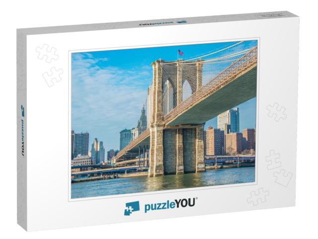 Brooklyn Bridge in New York on Bright Summer Day... Jigsaw Puzzle