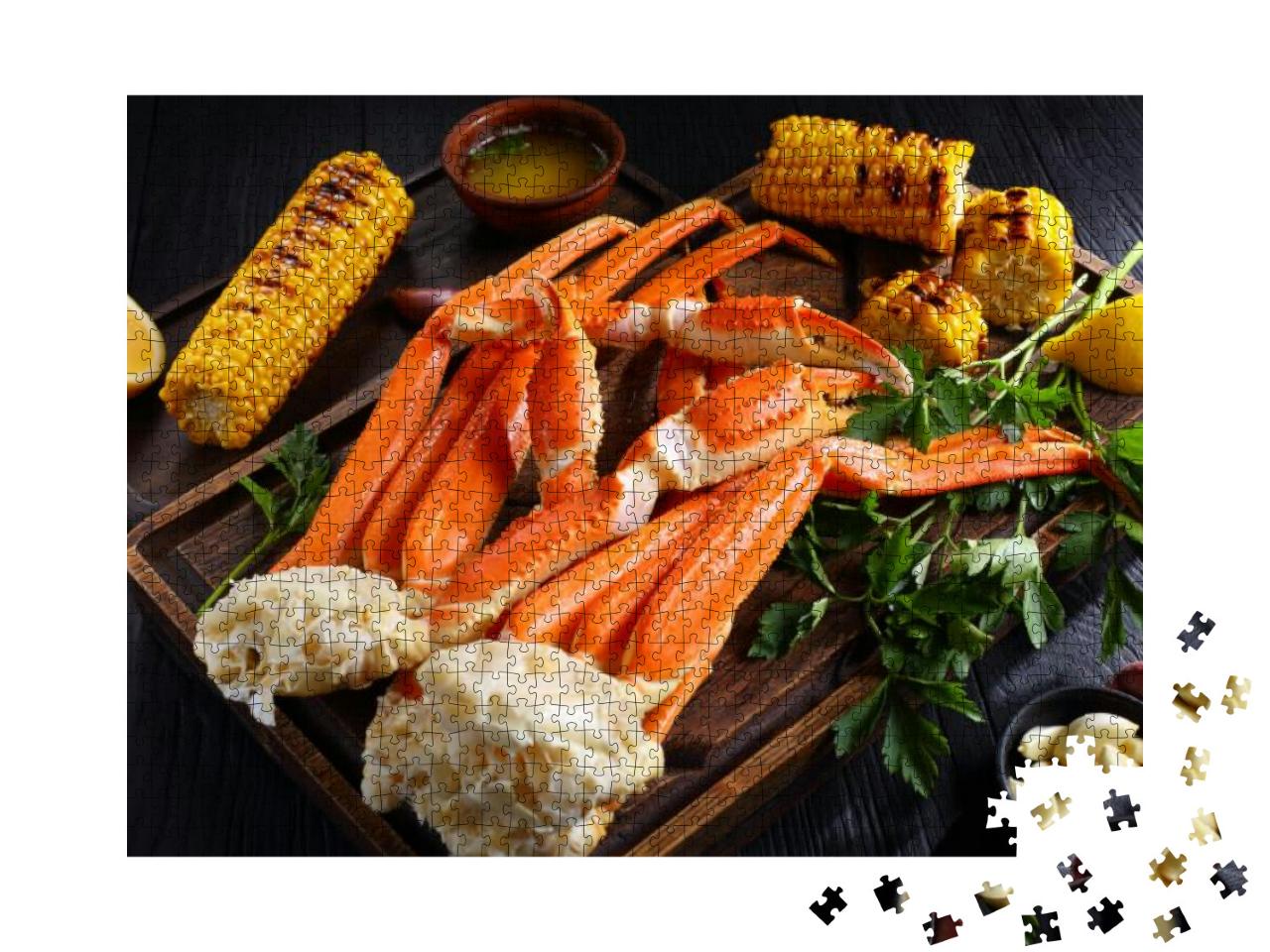 Snow Crab Legs Served with Melted Butter, Garlic C... Jigsaw Puzzle with 1000 pieces