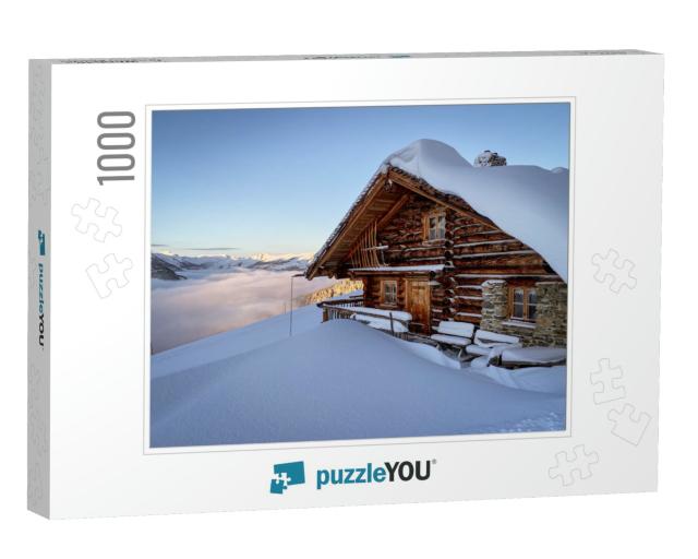 Snow Covered Mountain Hut Old Farmhouse in the Ski Region... Jigsaw Puzzle with 1000 pieces