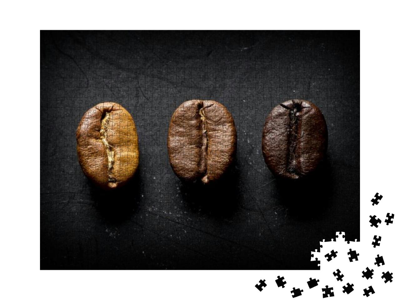 3 Coffee Beans of Different Toast in a Black Background... Jigsaw Puzzle with 1000 pieces